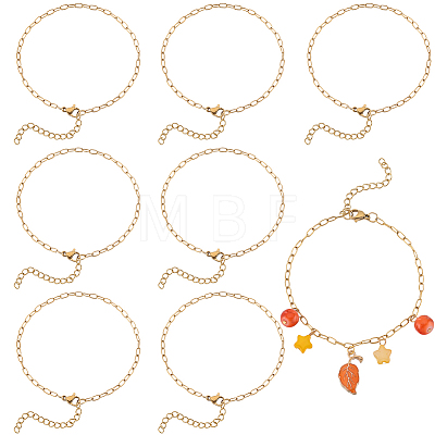 12Pcs 304 Stainless Steel Paperclip Chain Bracelets Set for Women BJEW-SC0001-21-1
