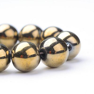 Non-magnetic Synthetic Hematite Beads Strands G-S096-6mm-8-1