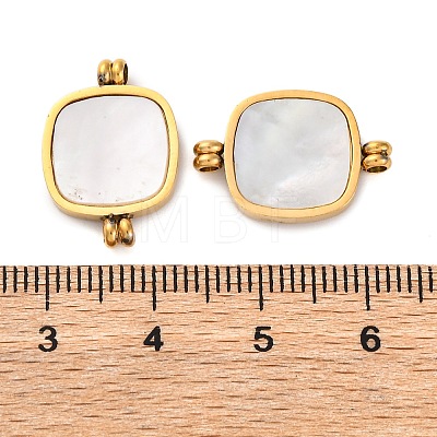 Ion Plating(IP) 304 Stainless Steel Pave Natural Shell Connector Charms STAS-Z100-03G-01-1