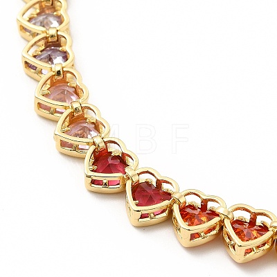 Colorful Cubic Zirconia Heart Pendant Necklace NJEW-E074-03G-1