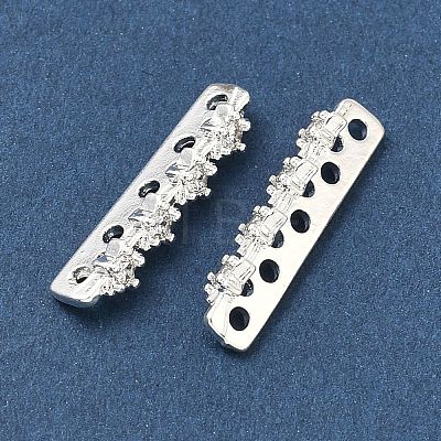 Brass Micro Pave Clear Cubic Zirconia Spacer Bars KK-Z139-11S-01-1