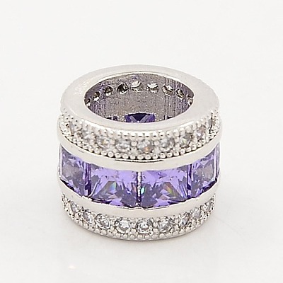 Medium Purple CZ Jewelry Findings Brass Micro Pave Cubic Zirconia Beads ZIRC-M015-25P-NR-1