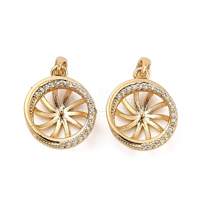 Brass Micro Pave Cubic Zirconia Round Peg Bails KK-NH0009-08G-1