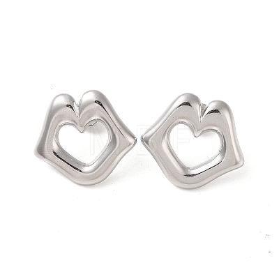 Lip 304 Stainless Steel Stud Earrings for Women EJEW-L272-015P-1