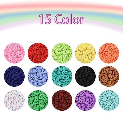 15 Colors Handmade Polymer Clay Beads CLAY-YW0001-48-1