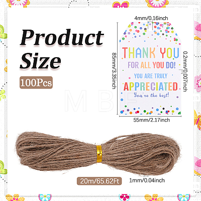 100Pcs Birthday Theme Rectangle Paper Tag Cards with 20m Jute Cord Kit DIY-SP0003-89B-1