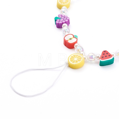 Polymer Clay Fruit Beaded Mobile Straps HJEW-JM00413-01-1