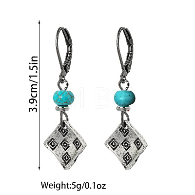 Alloy Rhombus Leverback Earrings for Women WGCA4A6-01-1