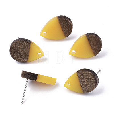Resin & Walnut Wood Stud Earring Findings MAK-N032-002A-B06-1