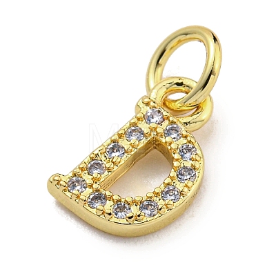 Initial Letter Brass with Cubic Zirconia Charms KK-Q814-26D-G-1