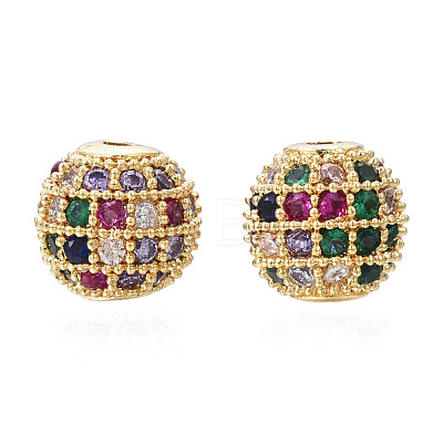 Rack Plating Brass Cubic Zirconia Beads ZIRC-S001-8mm-C02-1