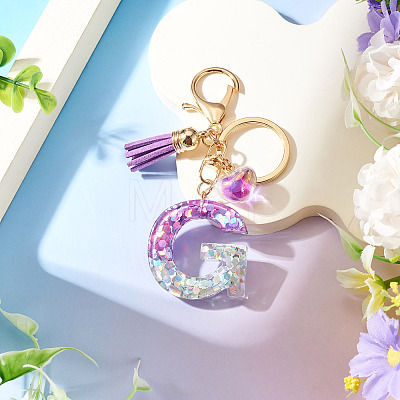 Alloy Resin Heart Keychains KEYC-TADJ0002-01G-G-1