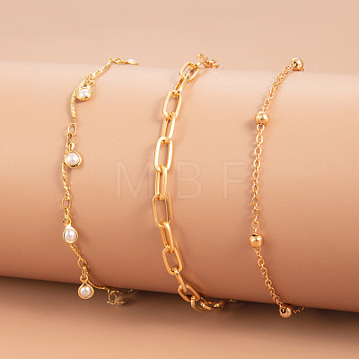 3Pcs Alloy Chain Bracelet Sets WH-WG7B13E-01-1