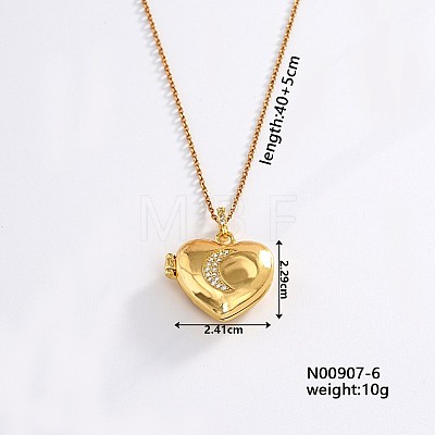 European and American Fashion Heart Shaped Brass Crystal Rhinestone Locket Pendant Necklaces CW4614-5-1