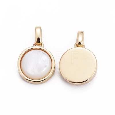 Natural White Shell Mother of Pearl Shell Pendants BSHE-F011-02A-G-1