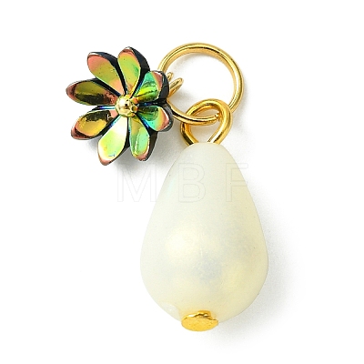 Acrylic Flower & ABS Plastic Imitation Pearl Pendant PALLOY-JF02250-1