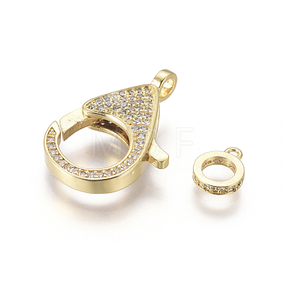 Brass Micro Pave Cubic Zirconia Lobster Claw Clasps ZIRC-F109-07G-1
