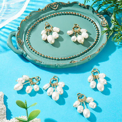 6Pcs Natural Cultured Freshwater Pearl Rice Beaded Pendants PALLOY-TA00380-1