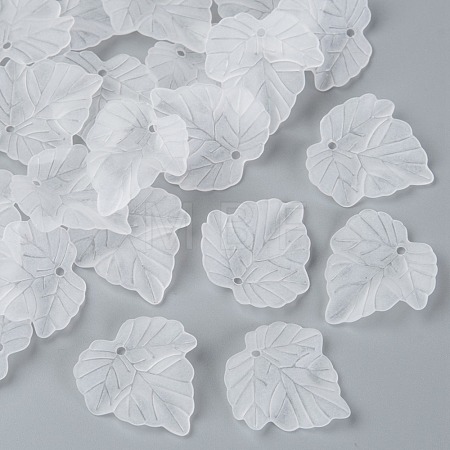 Transparent Frosted Acrylic Leaf Pendants X-PAF002Y-14-1
