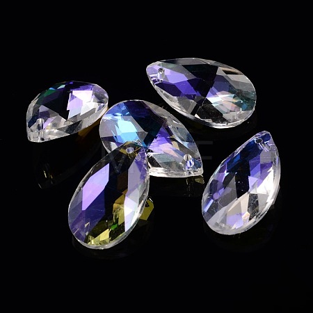 Faceted Teardrop Glass Pendants X-GLAA-O008-B02-1