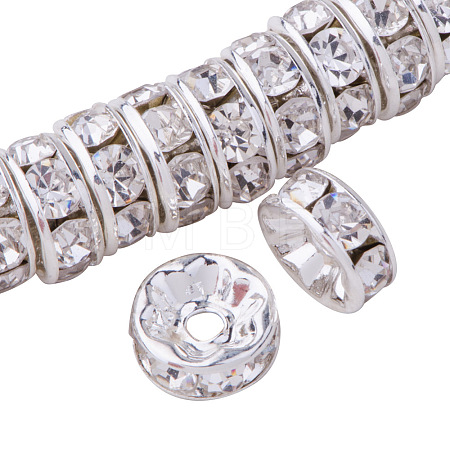 Silver Plated Brass Middle East Rhinestone Spacer Beads RB-PH0001-08S-NF-1