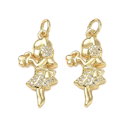 Brass Micro Pave Clear Cubic Zirconia Pendants CU-CBA9AFC-01G-27-1