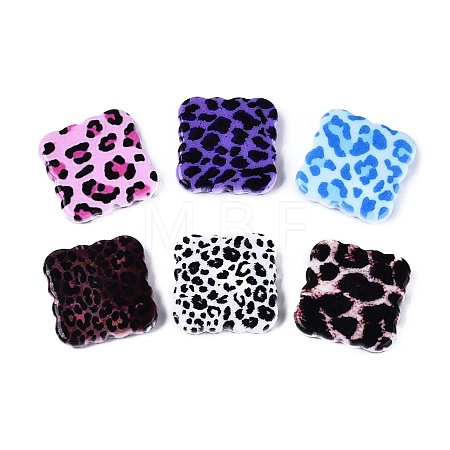 Leopard Printed Opaque Acrylic Beads OACR-Q199-07-1