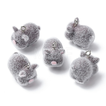 Animal Flocking Resin Pendants RESI-A049-03F-1
