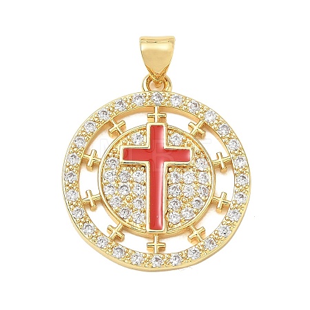 Religion Cross Brass Micro Pave Clear Cubic Zirconia Pendants CU-CBA83A6-03A-G03-1