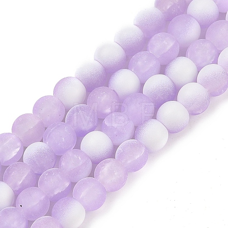 Frosted Crackle Glass Beads Strands GLAA-U001-6mm-M04-1