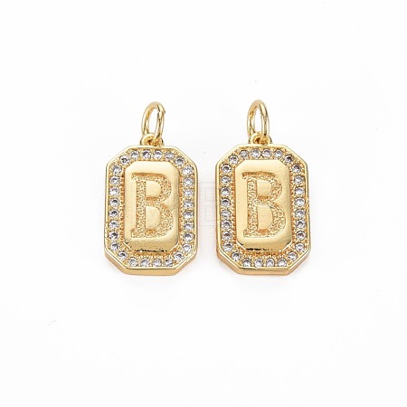 Brass Micro Pave Clear Cubic Zirconia Pendants KK-S356-767B-1