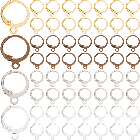 120Pcs 4 Colors Brass Leverback Earring Findings KK-SP0001-02-1