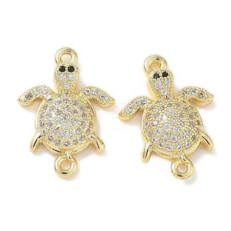 Brass Micro Pave Clear Cubic Zirconia Sea Animals Connector Charms KK-H280-01A-G-1