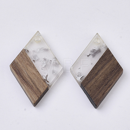Transparent Resin & Walnut Wood Pendants LS-X-RESI-T042-01-A02-1