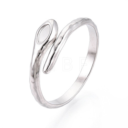 304 Stainless Steel Cuff Rings Components STAS-N113-08P-1