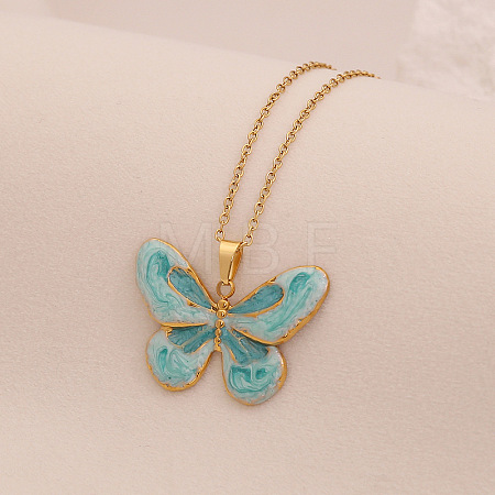 304 Stainless Steel Enamel Pendant Necklaces WG49C4D-01-1