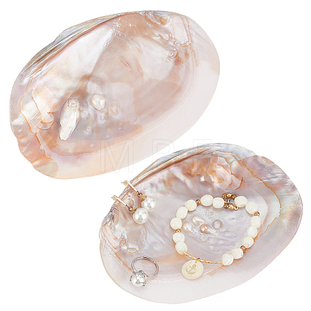 2Pcs Natural Freshwater Pearl Shell Decoration SHEL-NB0001-64-1
