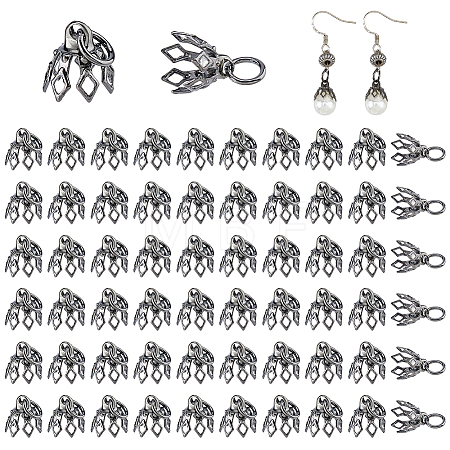 80Pcs Flower Rack Plating Brass Filigree Bead Cap Bails KK-FH0008-45B-1