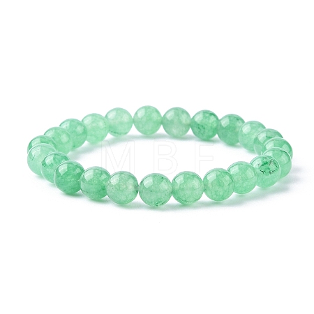 Dyed Natural Green Aventurine Beads Stretch Bracelets BJEW-Q305-1