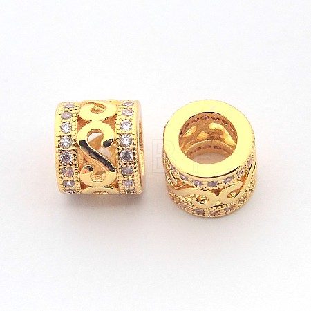 New Items Brass Micro Pave Cubic Zirconia European Beads ZIRC-L007-04G-1