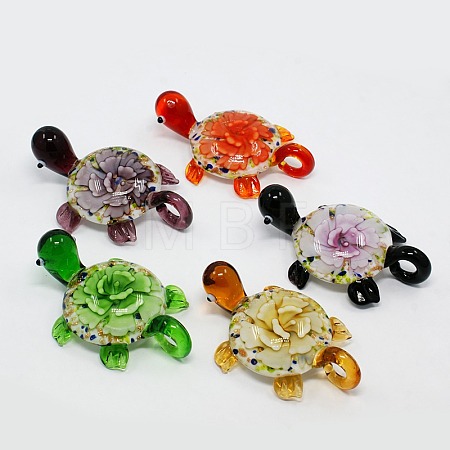 Handmade Inner Flower Gold Sand Lampwork Pendants LAMP-I002-M-1