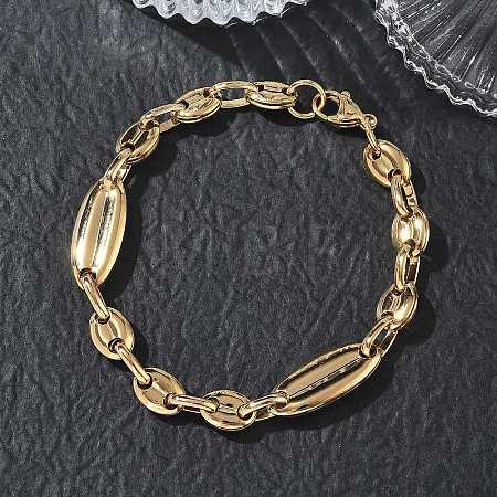 304 Stainless Steel Coffee Bean Chain Bracelets SA-CBA2696-07G-1
