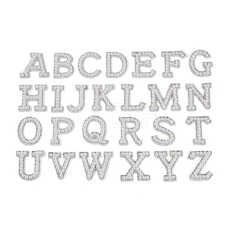 26Pcs ABS Plastic Imitation Pearl & Rhinestone & Cloth Letter Cabochons PATC-T001-01A-1