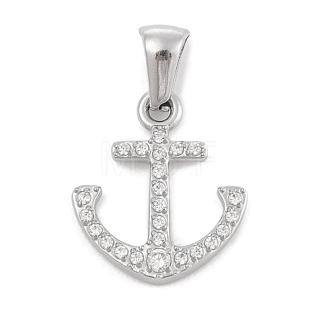 304 Stainless Steel Micro Pave Cubic Zirconia Pendants STAS-D112-03P-09-1