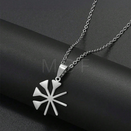 304 Stainless Steel Yazidi Lalish Peacock Symbol Pendant Cable Chain Choker Necklaces for Unisex WGAC3CB-01-1
