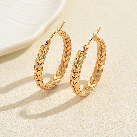 Ring with Wheat Stainless Steel Hoop Earrings KR5657-1