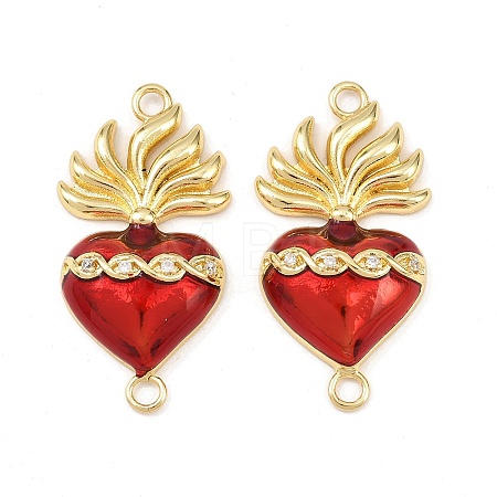 Brass Pave Clear Cubic Zirconia Connector Charms KK-L251-18G-01-1