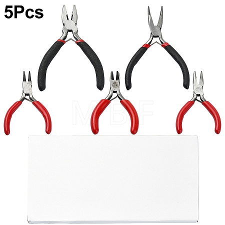 5Pcs 5 Styles Carbon Steel Jewelry Pliers AJEW-YW0001-19-1