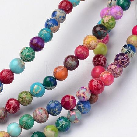 Natural Imperial Jasper Beads Strands G-I122-8mm-14-1