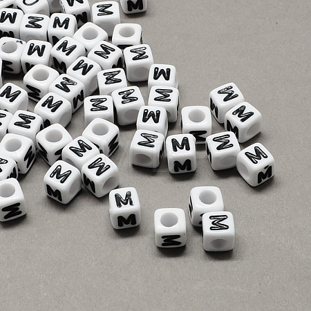 Large Hole Acrylic Letter European Beads SACR-Q103-6mm-01M-1